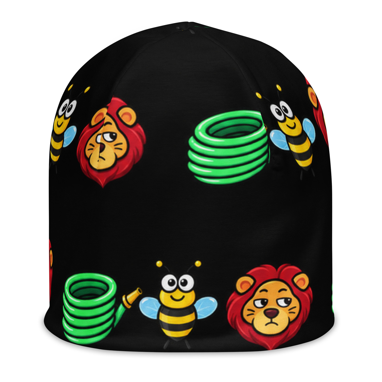 Dalton Ain't Worried Hose Bee Lion Black All-Over Print Beanie