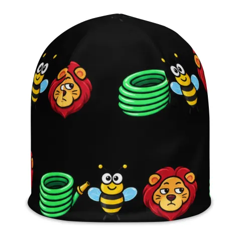Dalton Ain't Worried Hose Bee Lion Black All-Over Print Beanie