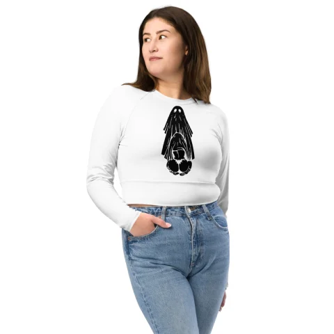 Women's Recycled ? Ghostly Booty Long Sleeve Crop Top