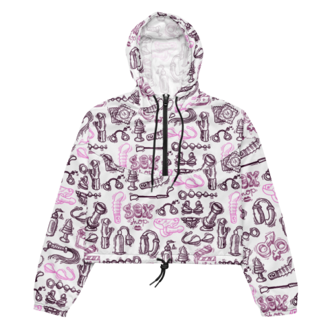 Women’s cropped windbreaker - Sex Shop Pattern