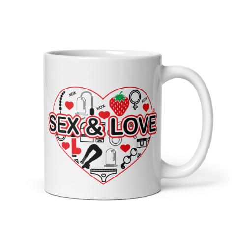 Hugs, Mugs, & Bedroom Smugs - Amorous White Glossy Cup