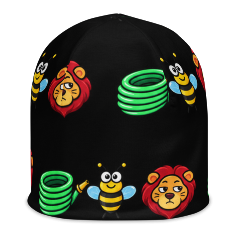 Dalton Ain't Worried Hose Bee Lion Black All-Over Print Beanie