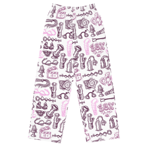 All-over print unisex wide-leg pants - Sex Shop Pattern